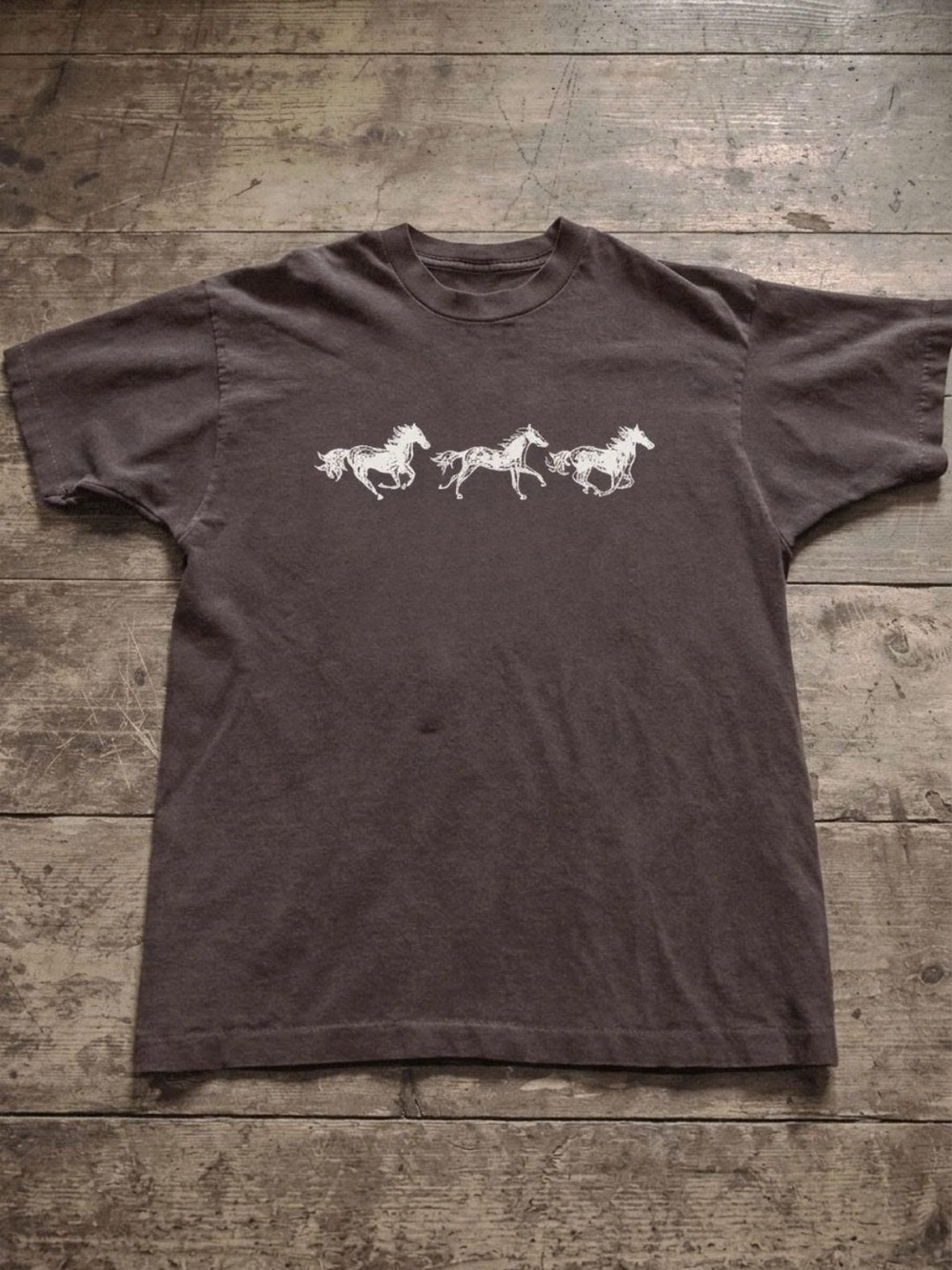 Men's Brown Graphic Horse Print T-Shirt